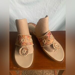 A. Giannetti Neutral Floral Sandals size 9.5